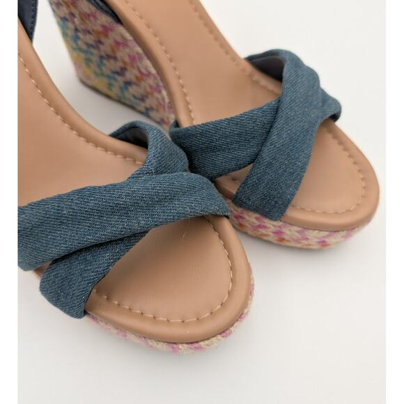 Abound Sukie Espadrille Wedge Sandals Women's Blue Denim Size US8.5M - Picture 10 of 10